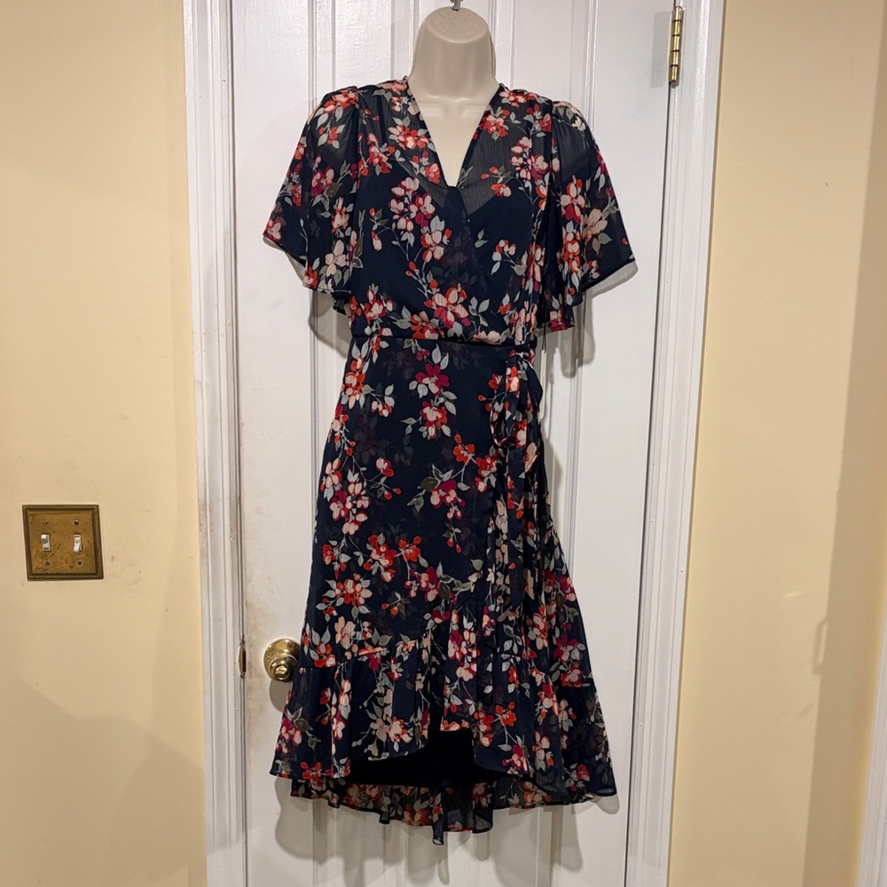 NWT Calvin Klein Navy Floral Midi Dress